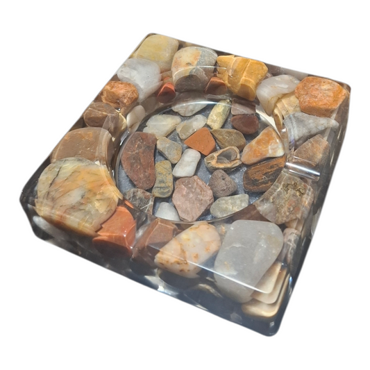 Stashed-in-Resin Gemstone Ashtray – Nature’s Best-Kept Stash