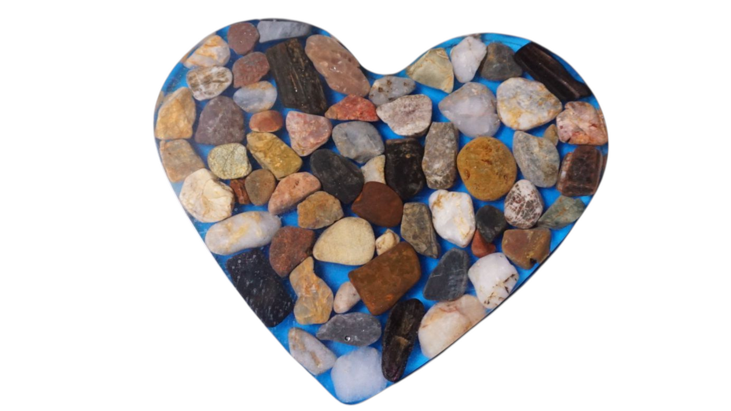 Handmade Resin Heart with Natural Rocks – Unique Gift