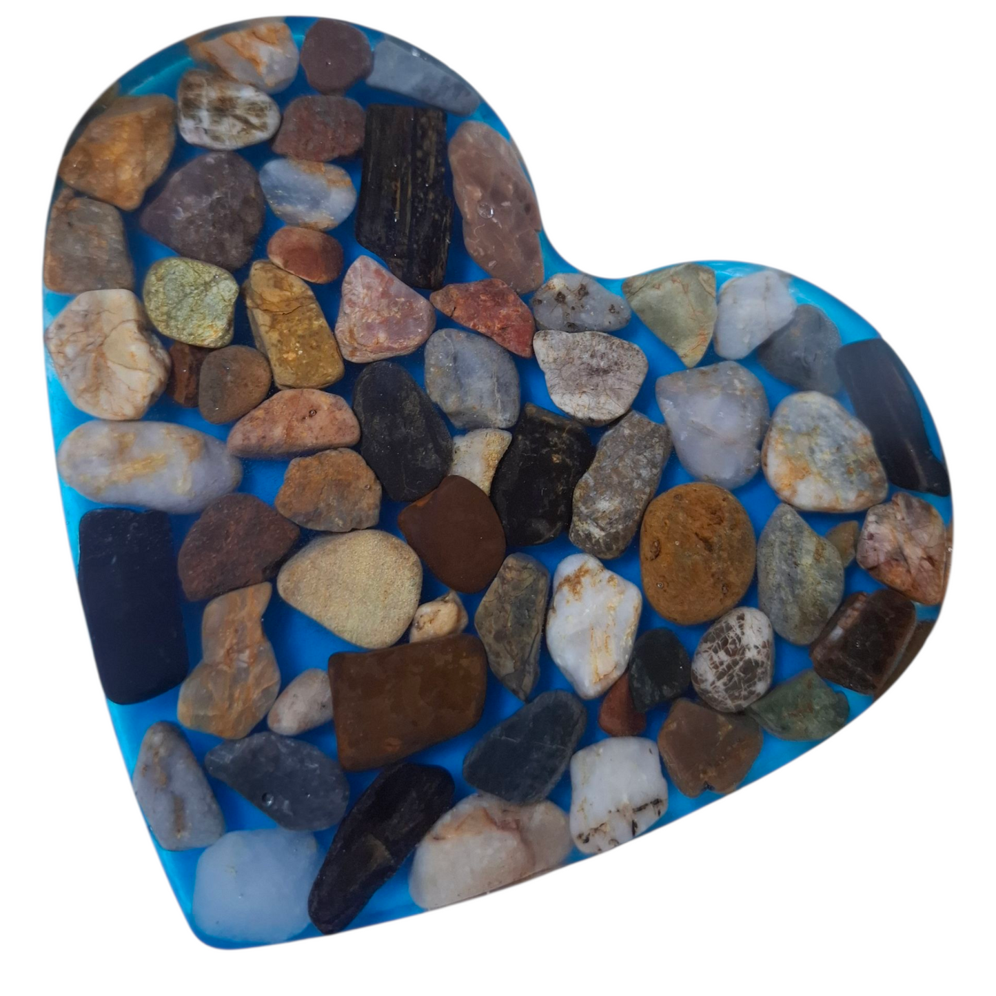Handmade Resin Heart with Natural Rocks – Unique Gift