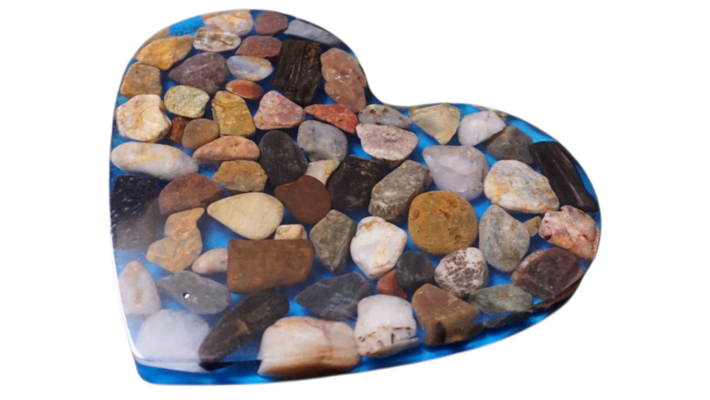 Handmade Resin Heart with Natural Rocks – Unique Gift