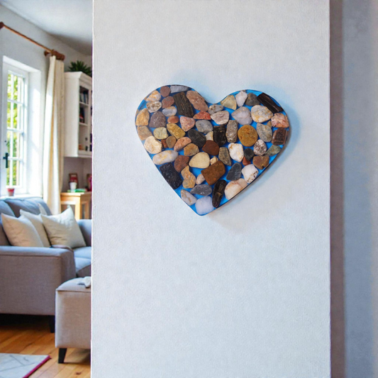 Handmade Resin Heart with Natural Rocks – Unique Gift