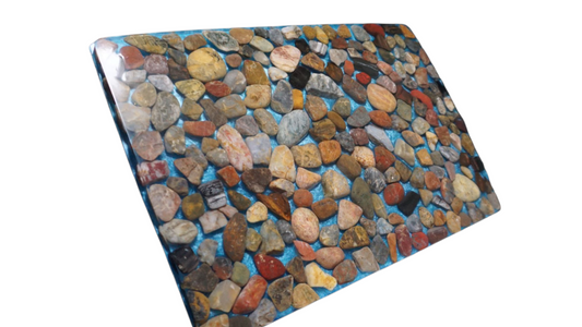 Handmade Resin Gemstone Decor Board – Ocean Blue