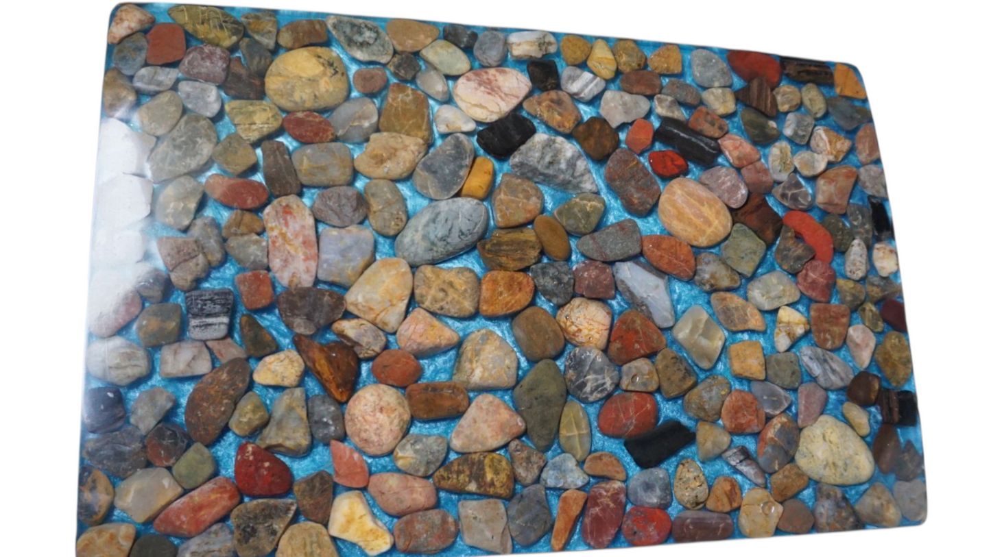 Handmade Resin Gemstone Decor Board – Ocean Blue